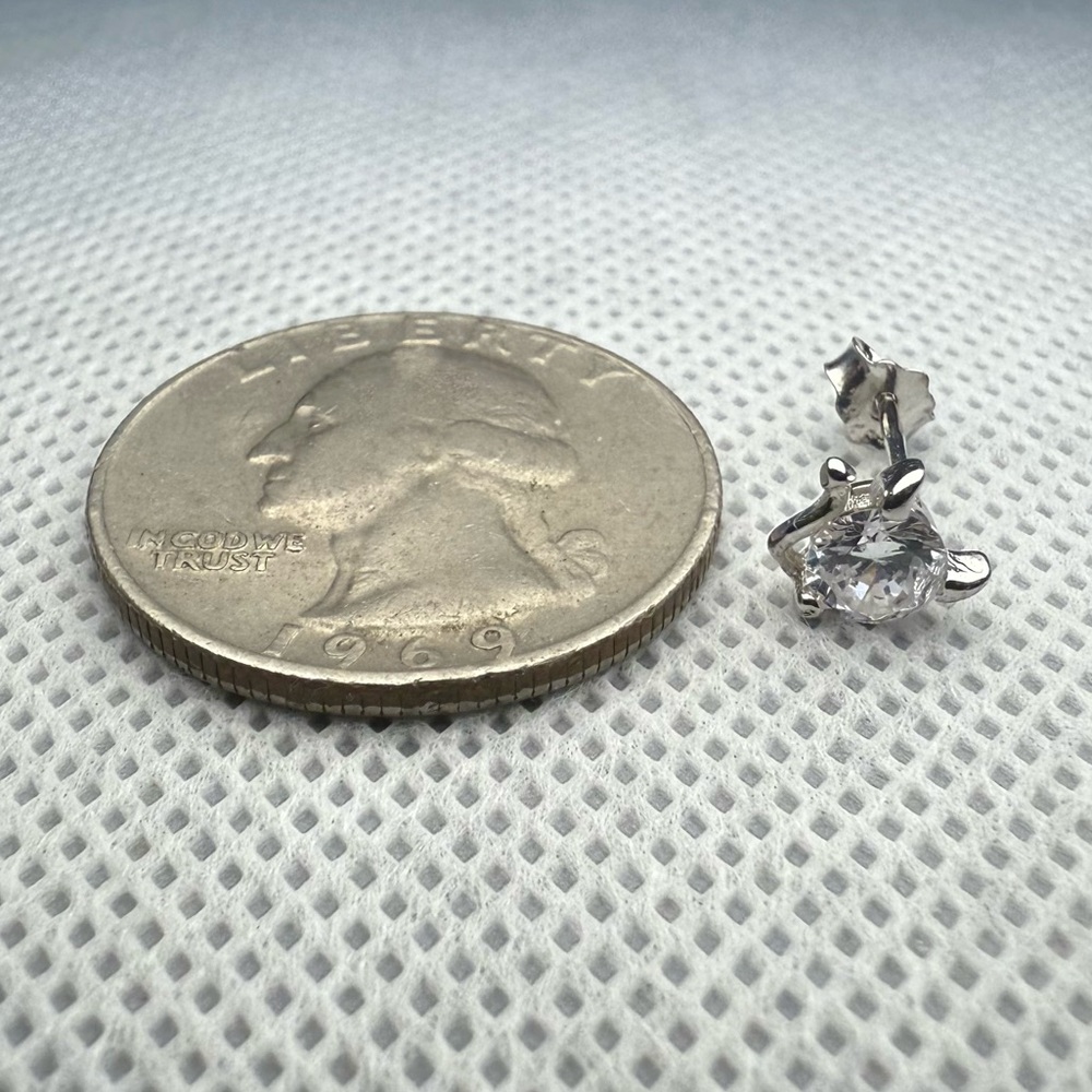 NWT Sterling Silver Mini Devil Stud Earrings w/CZ Accents - Picture 4 of 4